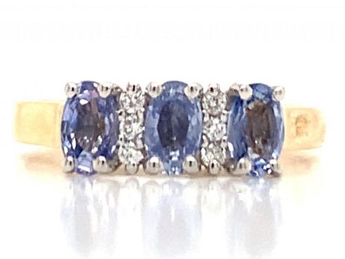 9ct Ceylon Sapphire Diamond Ring image