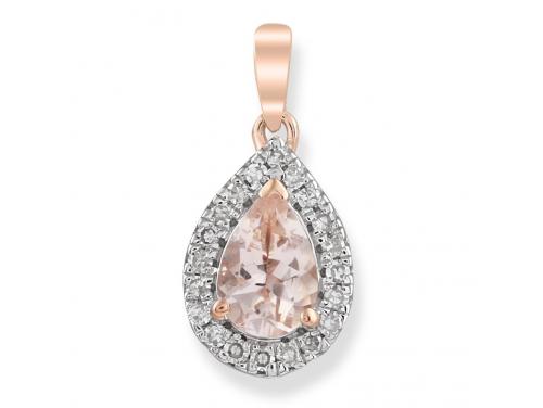 9ct Rose Pear Morganite Diamond Necklace image