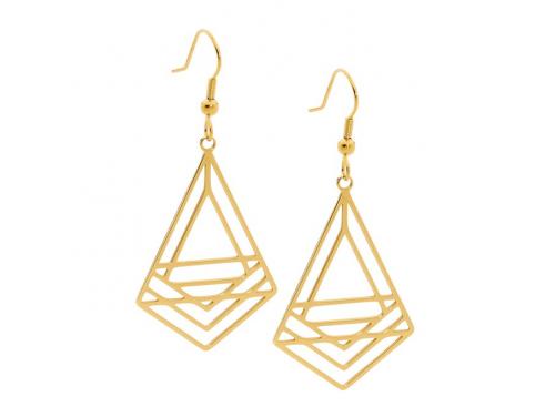 Ellani Gold Plated Stainless Steel Abstract Drop Earrings image