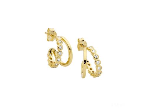Ellani Stg Gold Plated CZ Bezel Earring image