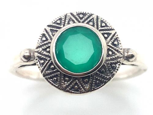 Sterling Silver Green Agate Ring image