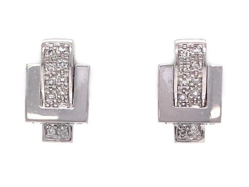 18ct White Gold Diamond Buckle Earrings TDW 0.20ct image
