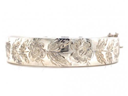 Sterling Silver Engraved Snap & Hinge Bracelet image