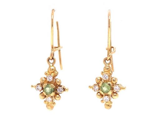 18ct Peridot Diamond Deco Drop Earrings image