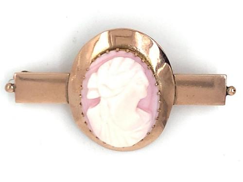 9ct Pink Cameo Shell Brooch image