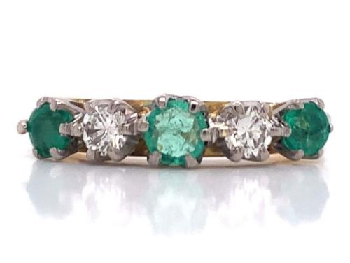 18ct Three Emerald Two Diamond Ring TDW 0.27ct image