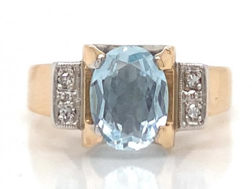 14ct Aquamarine Diamond Ring TDW0.04ct image