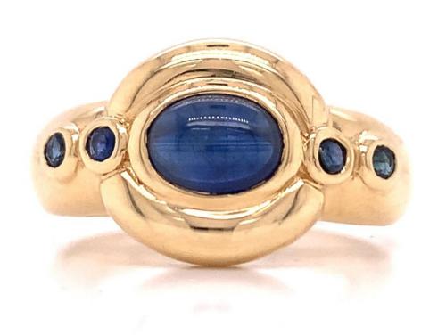18ct Cabochan Sapphire Deco Ring image
