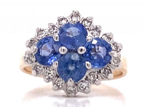 9ct Four Sapphire Diamond Cluster Ring image