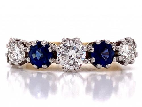 18ct Two Sapphire & Three Diamond Ring TDW 0.73ct image