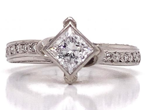 Platinum Princess Diamond Solitaire Ring TDW 0.74ct image