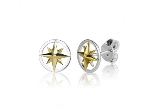 Evolve Stg Gold Plated Compass Studs image