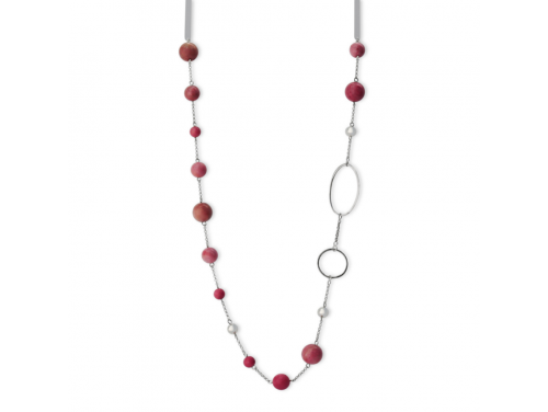 La Pierre Stg Pink Rhodochrosite Bead 85cm Necklace image