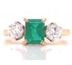 18ct Emerald Two Diamond Ring TDW 0.52ct image