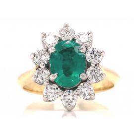 18ct Emerald Diamond Cluster Ring TDW 1CT image