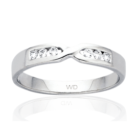 9ct White Gold Diamond Crossover Eternity Ring image