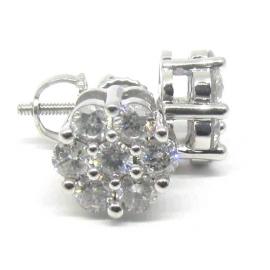 10ct White Gold Diamond Cluster Earrings image