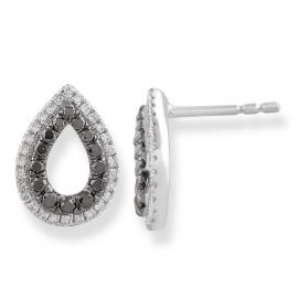 9ct White Gold Black & White Diamond Earrings TDW 0.40ct image