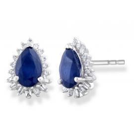 9ct White Gold Sapphire Diamond Earrings image