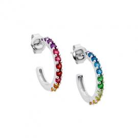 Ellani Stg CZ Multi Colour Half Hoop Earrings image