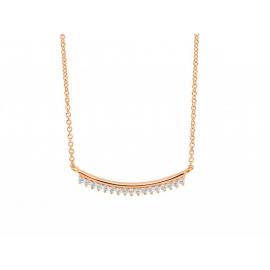 Ellani Stg Rose Gold Plated CZ Curved Bar Necklace image