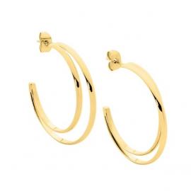 Ellani Gold Plated Stainless Steel Double Half Hoop Earrings image