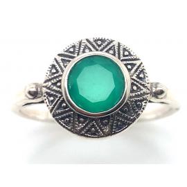 Sterling Silver Green Agate Ring image