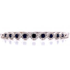 14ct White Gold Sapphire & Diamond Snap & Hinge Bracelet TDW 0.68ct image