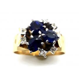 18ct Synthetic Sapphire Diamond Dress Ring image