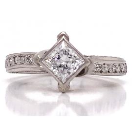 Platinum Princess Diamond Solitaire Ring TDW 0.74ct image