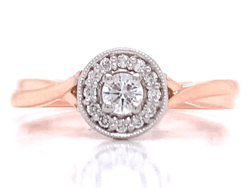 091230 9ct rose diamond cluster ring tdw 1