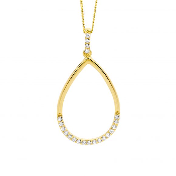 291451 ellani stg gold plated cz open teardrop pendant2