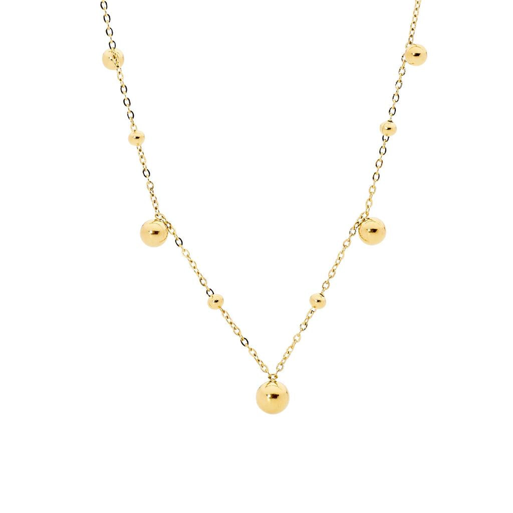 291483 ellani stainless steel gold plated ball necklace sp124g