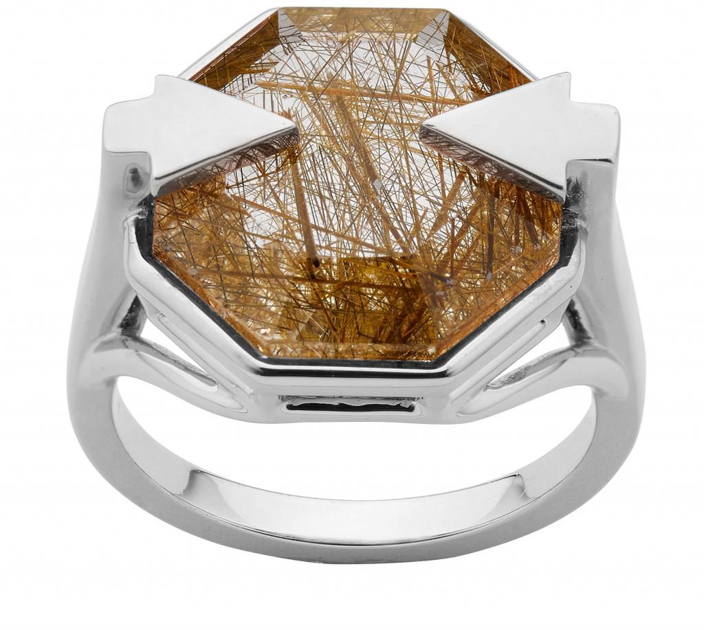 340733 karen walker sterling silver astrid ring with rutilated quartz kw292 ruq