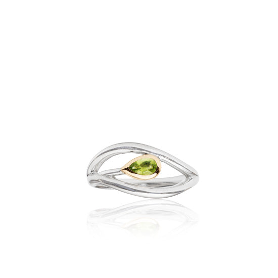 500038 evolve sterling silver peridot rose plated eternity leaf ring 3r40002