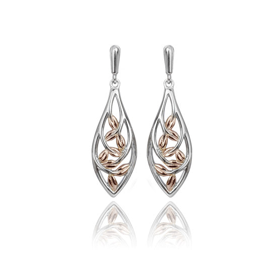 500039 evolve sterling silver 9ct rose gold forest vine drops v3 3e40001