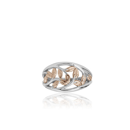 500041 evolve sterling silver 9ct rose gold forest vine ring 3r40001