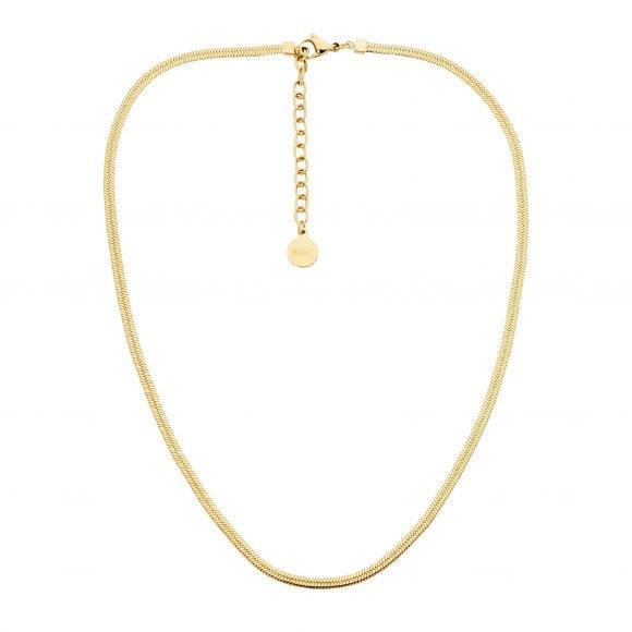 Ellani stainless steel gold plated 3mm herringbone necklace