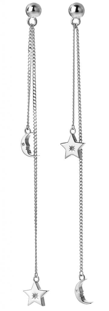Kw321er karen walker moon and star pendulum earrings sterling silver
