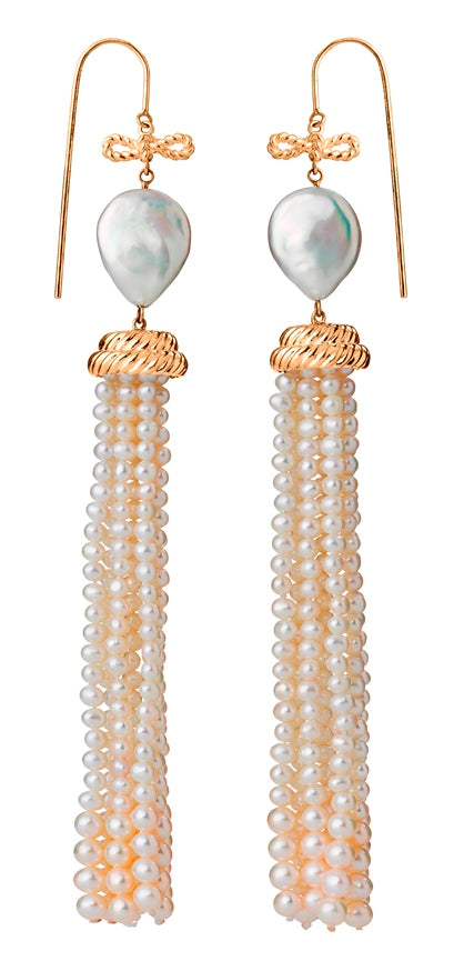 Karen walker stg long love pearl drop earrings
