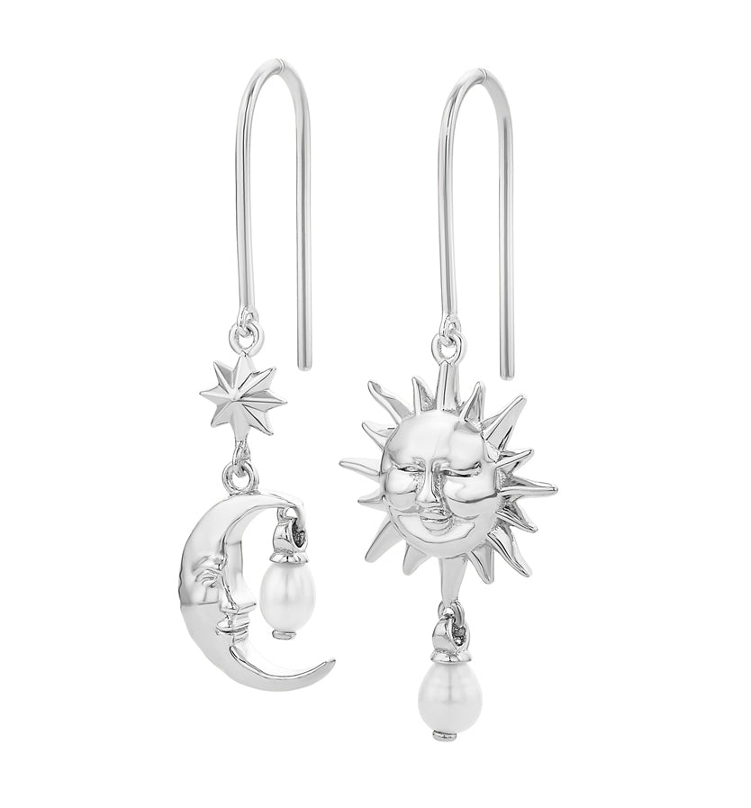 Karen walker stg sun & moon fw pearl drop earrings