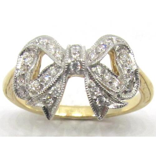 European Engagement Ring - Diamond Bow Ring in White Gold - ER240