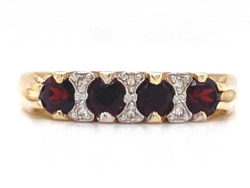 9ct Garnet & Diamond Bridge Ring image