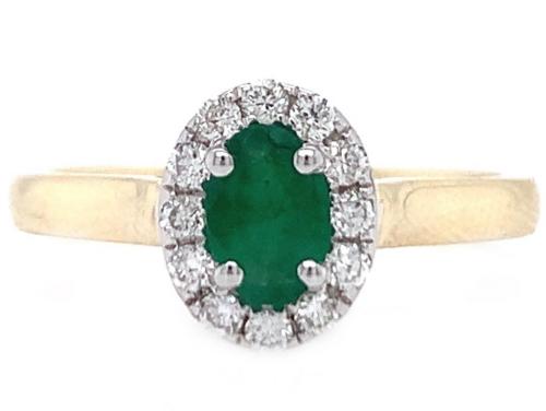 9ct Emerald Diamond Cluster Ring TDW 0.17ct image
