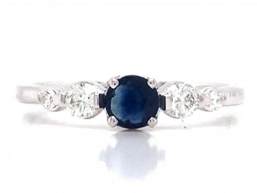 9ct White Gold Sapphire Diamond Ring TDW 0.16ct image