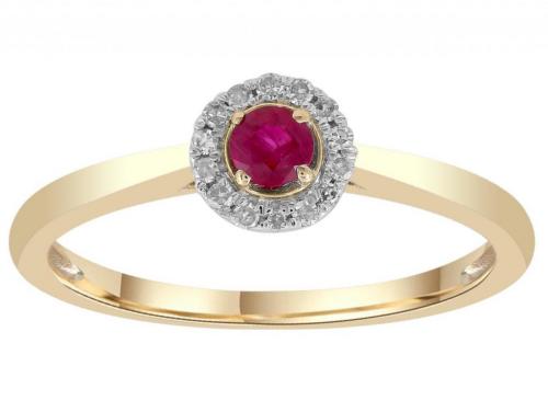 9ct Gold Ruby Diamond Cluster Ring TDW 0.05ct image
