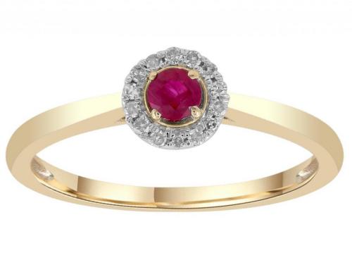 9ct White Gold Ruby Diamond Cluster Ring TDW 0.05ct image