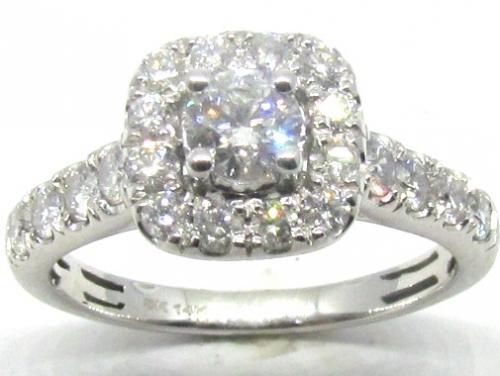 14ct White Gold Diamond Square Halo Ring TDW 1.00ct image