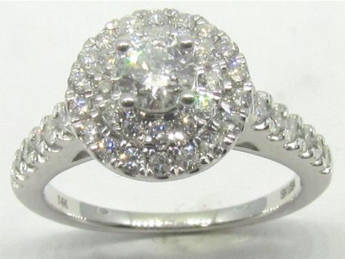 14ct White Gold Diamond Round Cluster Ring TDW 1.00ct image