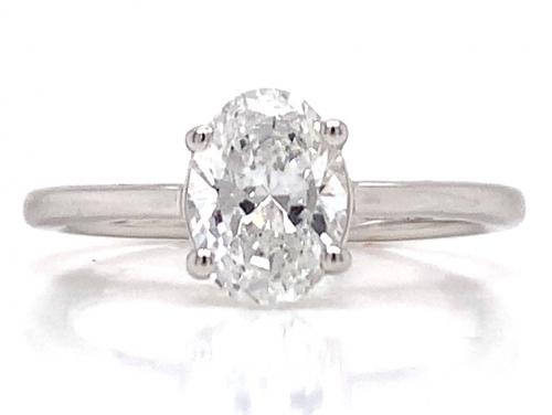 18ct White Gold Lab Grown Diamond Oval Solitaire Ring TDW 1.00CT image